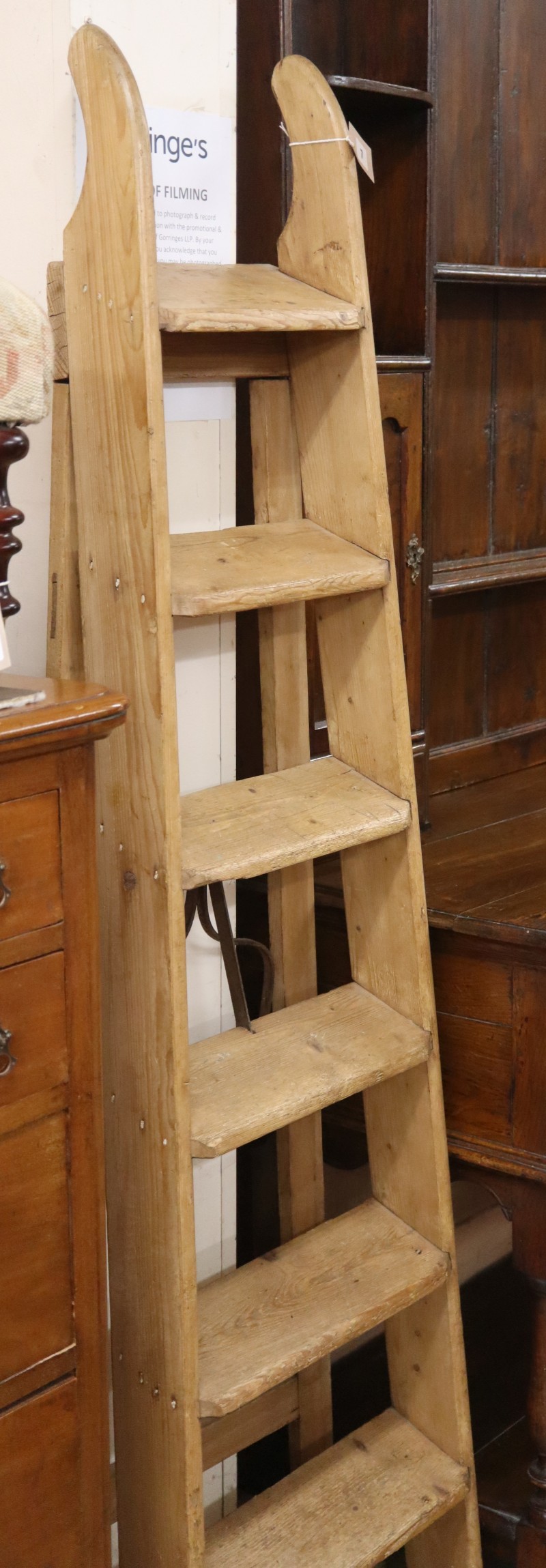 A vintage pine step ladder, H.175cm